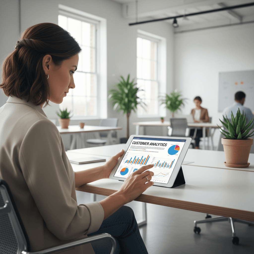 Marketing professional analyzing customer data
