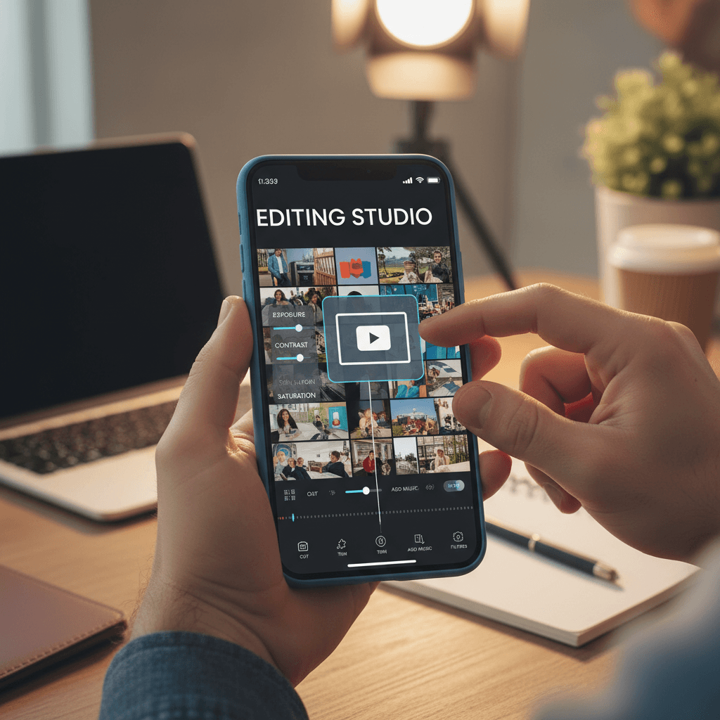Content creator editing social media posts