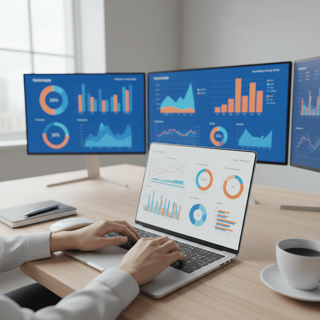 BIOHOOKED LLC founder working on digital marketing strategy in a bright modern office