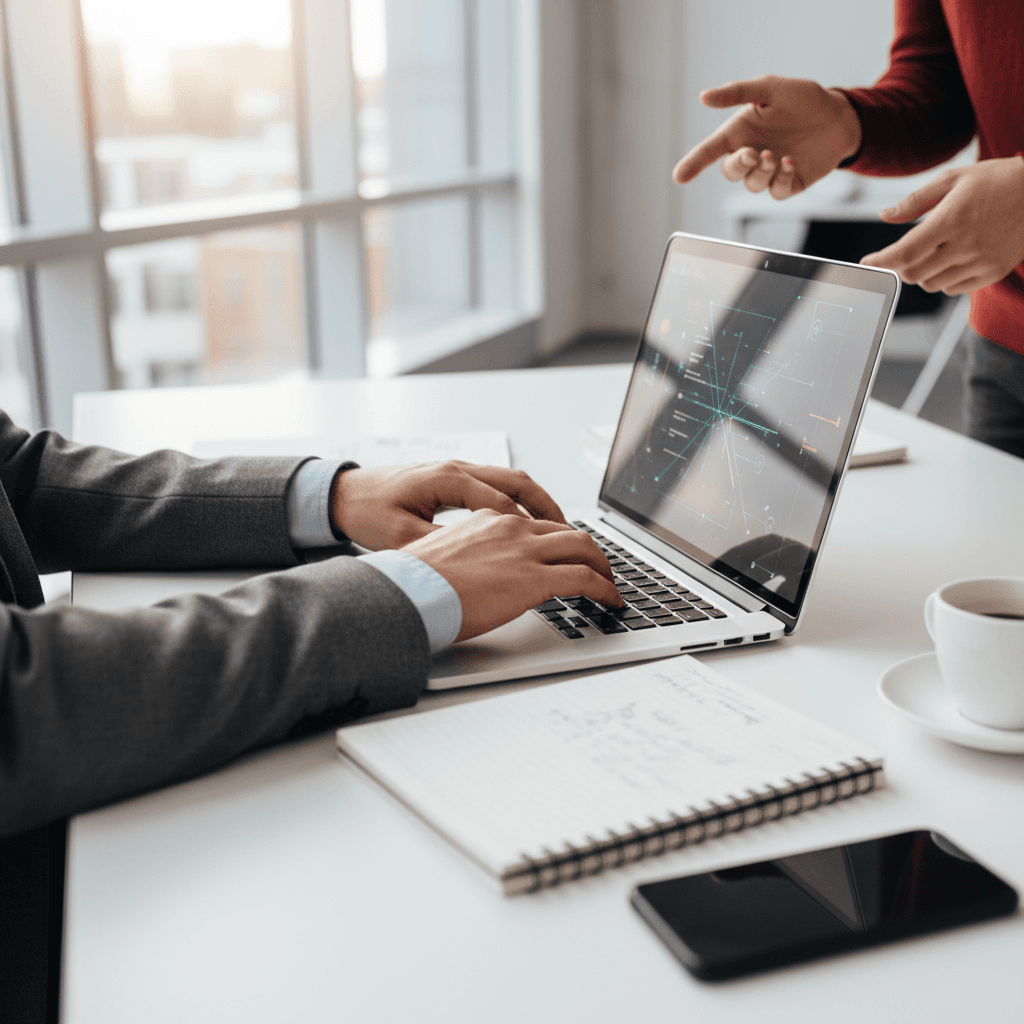 Marketing professional at work in modern office
